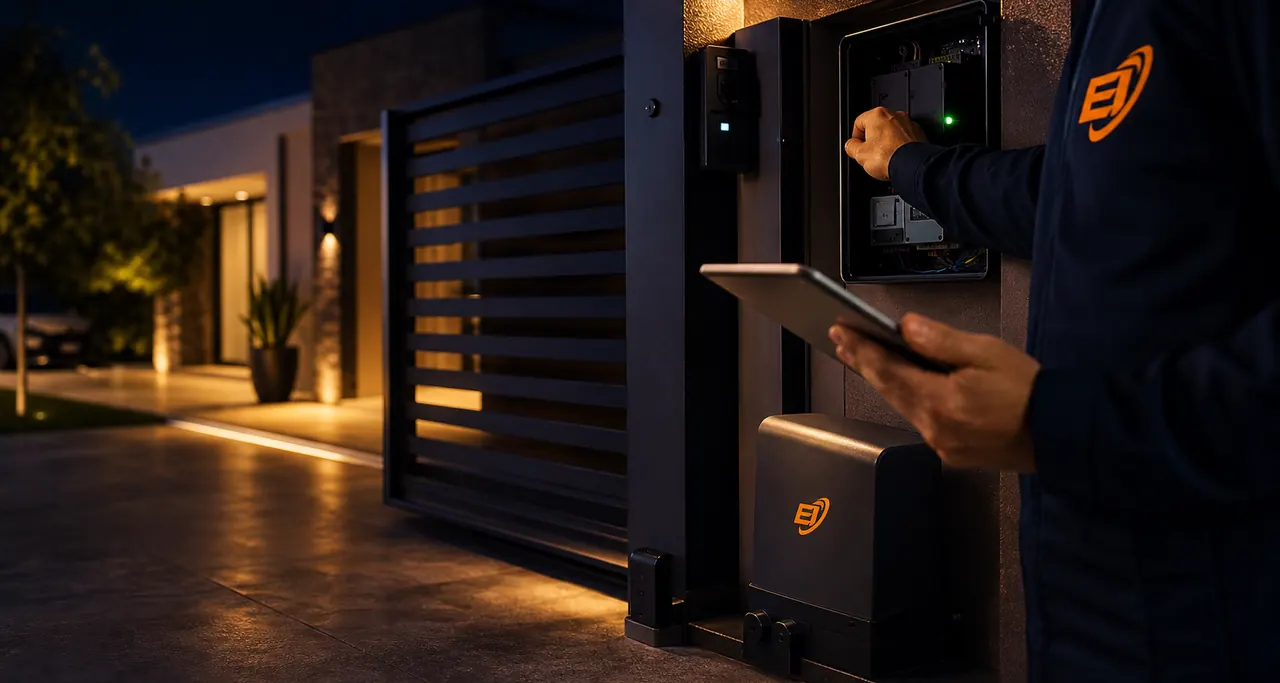 Automatización segura de portón y tablero instalada por Escobar Instalaciones